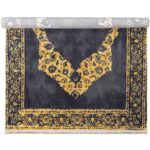 رول فرش مدرن حاشیه دار بوم ساده پتینه زمینه زغالی 700 شانه تراکم 3300 کد 30M7101453-1