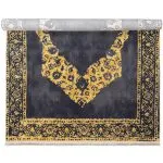 رول فرش مدرن حاشیه دار بوم ساده پتینه زمینه زغالی 700 شانه تراکم 3300 کد 30M7101453-1