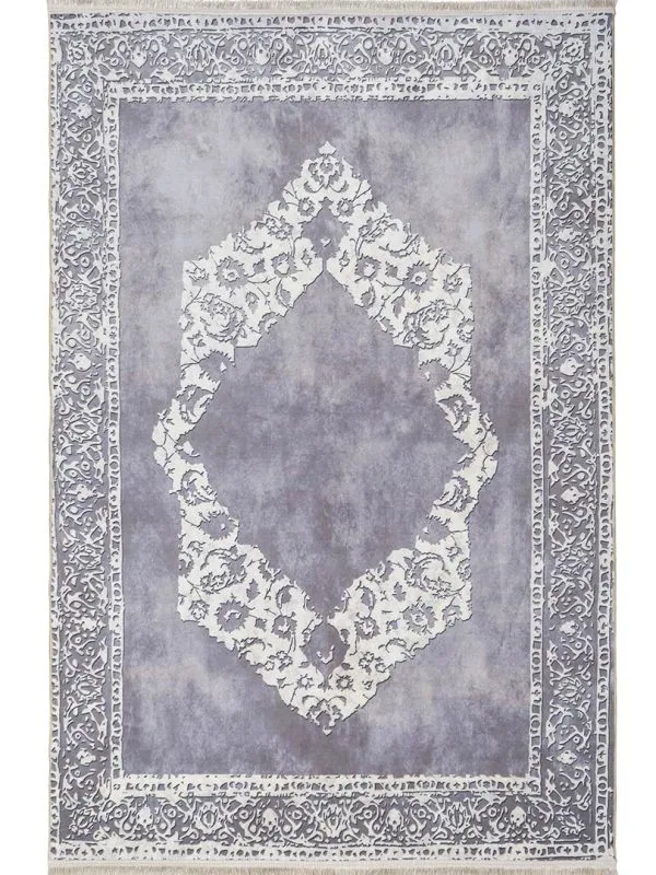 فرش مدرن حاشیه دار بوم ساده پتینه زمینه طوسی 700 شانه تراکم 3300 کد 30M7101453