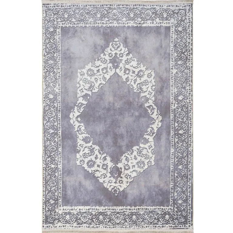 فرش مدرن حاشیه دار بوم ساده پتینه زمینه طوسی 700 شانه تراکم 3300 کد 30M7101453