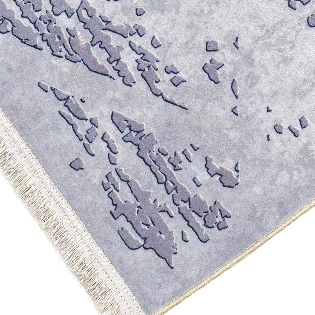 گوشه فرش وینتیج طرح حاشیه و ترنج پتینه زمینه خاکستری 700 شانه تراکم 3300 کد 30M7101454