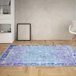 دکور فرش وینتیج طرح افشان گل درشت نقره ای 700 شانه تراکم 3300 کد 30M7101455