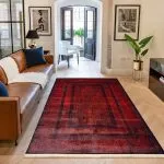 فرش مدرن طرح هندسی 1000 شانه تراکم 3300 کد 900445 رنگ زرشکی