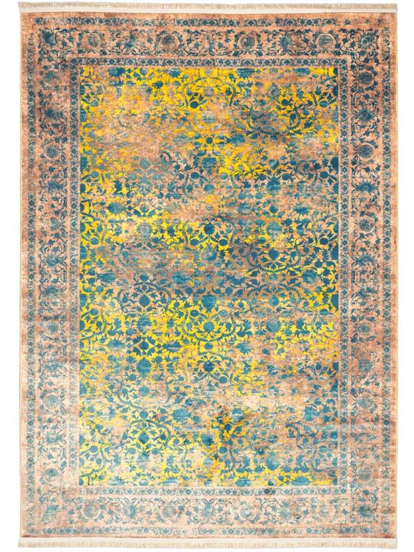 فرش وینتیج طرح کهنه‌نما زمینه خاکستری 1000 شانه تراکم 1800 کد 30M1900451