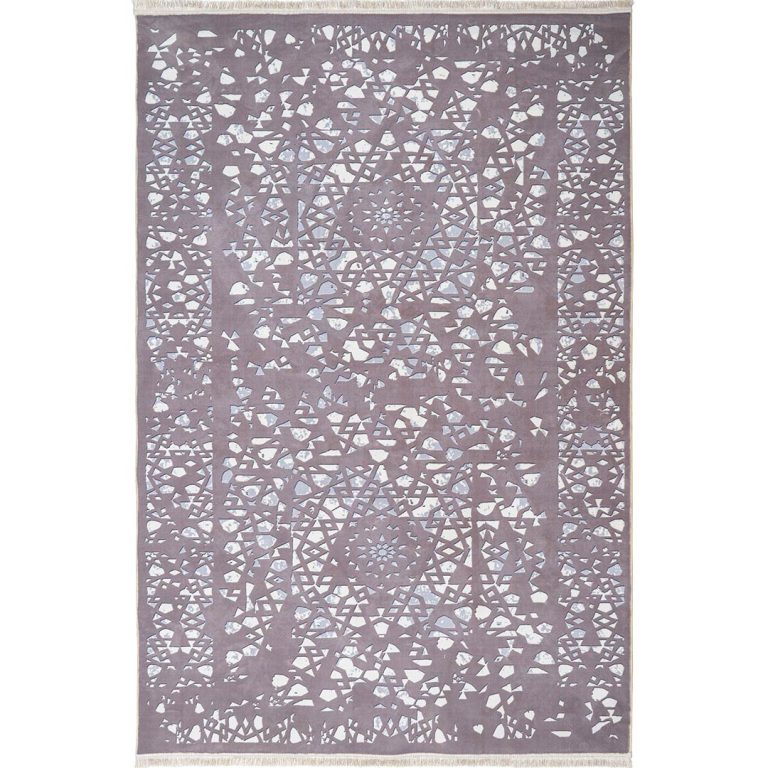 فرش مدرن طرح پنجره مشبک زمینه خاکستری 700 شانه تراکم 3300 کد 1-30M7101456