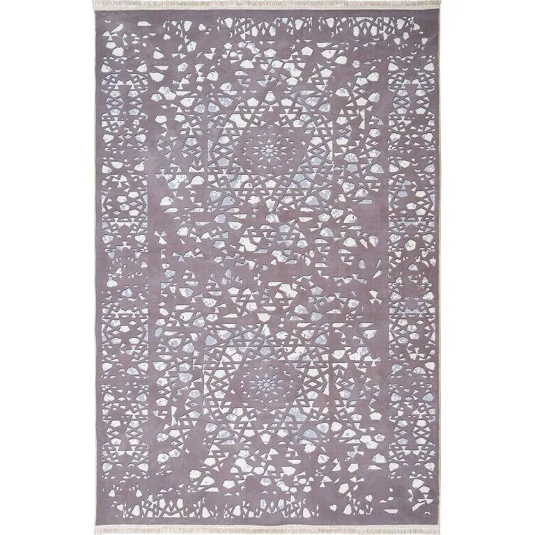 فرش مدرن طرح پنجره مشبک زمینه خاکستری 700 شانه تراکم 3300 کد 1-30M7101456