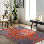 دکور فرش وینتیج طرح ترنج و گل پتینه زمینه خاکستری 700 شانه تراکم 3300 کد 30M7101458-1