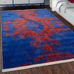 دکور فرش وینتیج طرح ترنج و گل پتینه زمینه کاربنی 700 شانه تراکم 3300 کد 30M7101458
