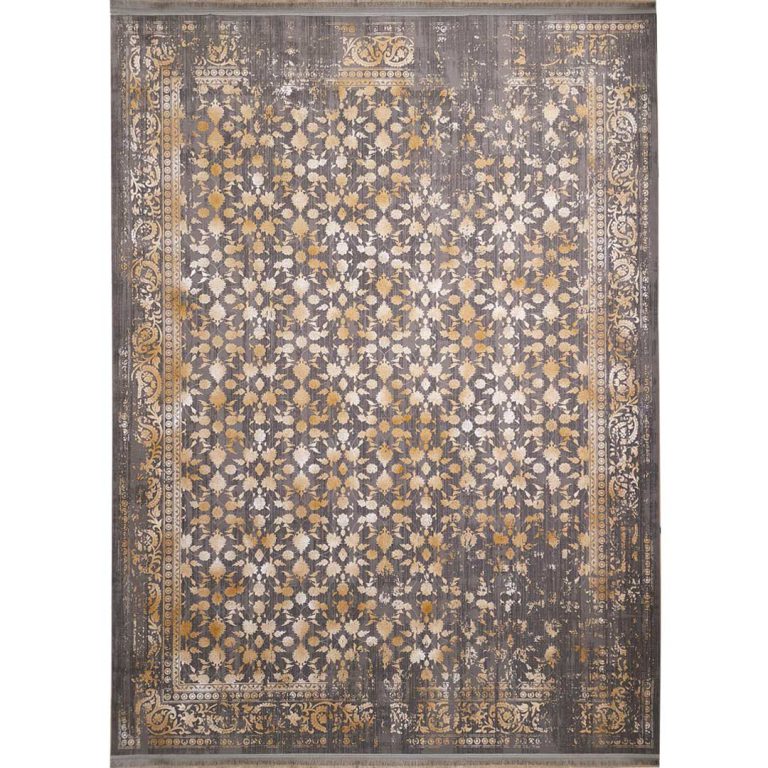 فرش وینتیج طلاکوب گل برجسته طرح کد 1608