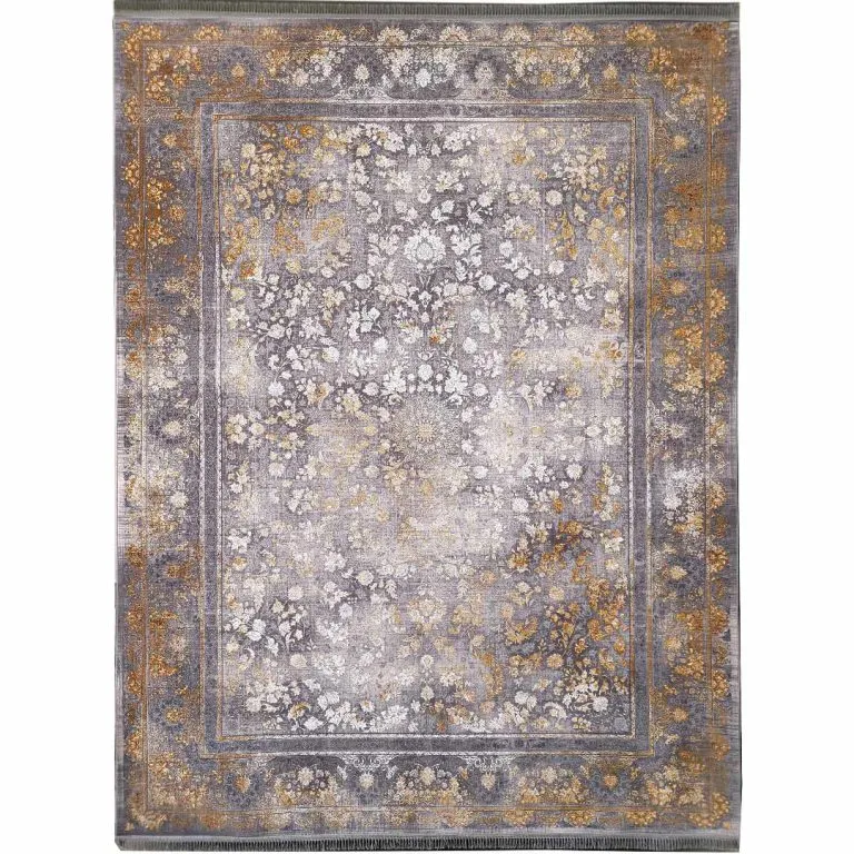 فرش وینتیج طلاکوب گل برجسته طرح کد 4003