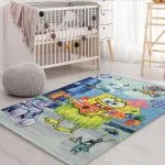 فرش کودک باب اسفنجی گیتار زن 700 شانه تراکم 3300 کد 9022090 - فرشخونه