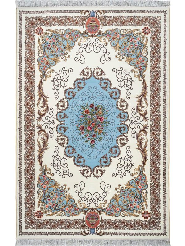 فرش فرانسوی طرح سالومه رنگ کرم 1200 شانه کد 300307 - فرشخونه