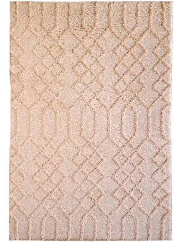 فرش شگی کرم طرح کارتیر کد 1019
