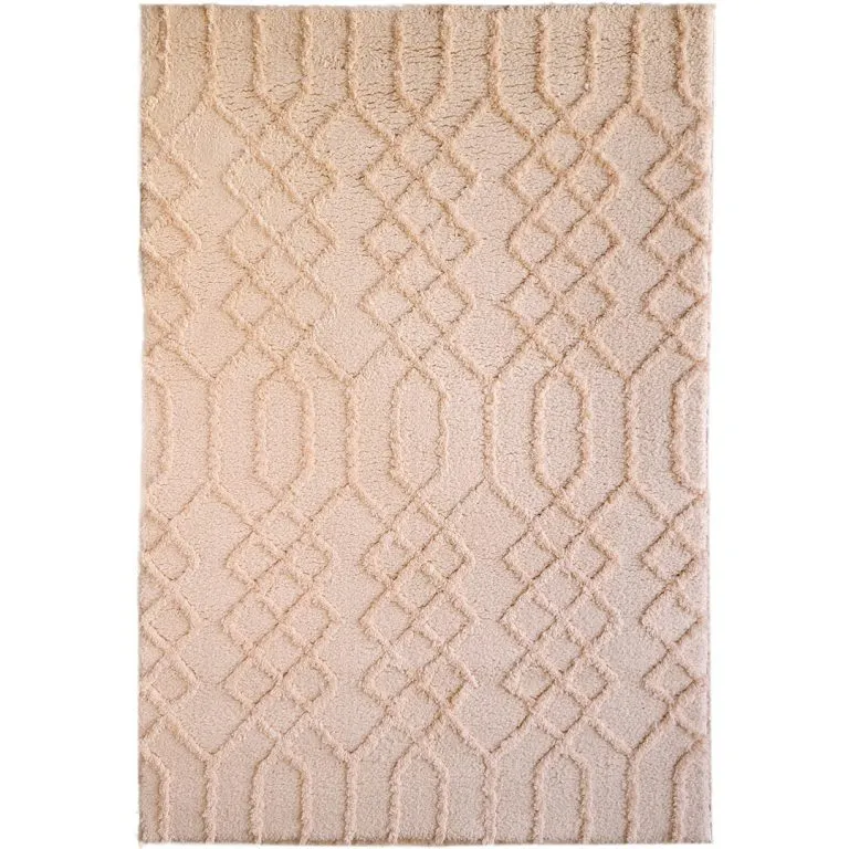 فرش شگی کرم طرح کارتیر کد 1019