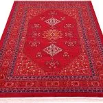 گبه بلوچ گلدار طرح دوستین رنگ لاکی 700 شانه کد 702822 - فرشخونه