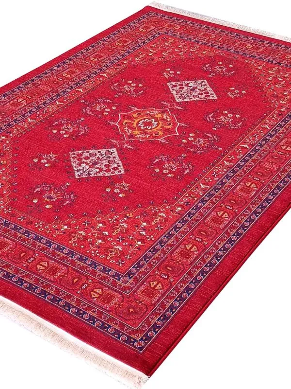 گبه بلوچ گلدار طرح دوستین رنگ لاکی 700 شانه کد 702822 - فرشخونه