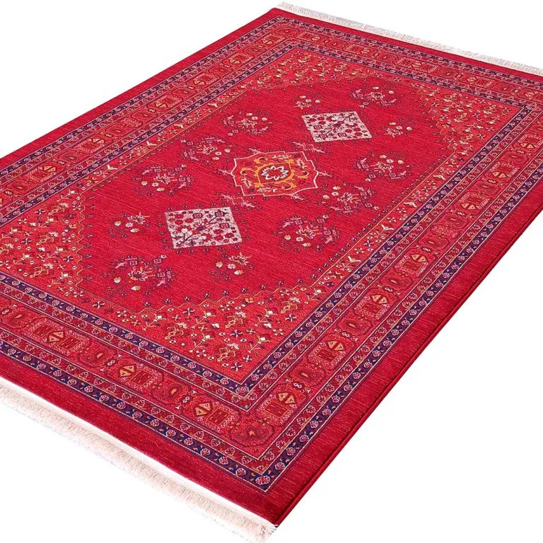 گبه بلوچ گلدار طرح دوستین رنگ لاکی 700 شانه کد 702822 - فرشخونه