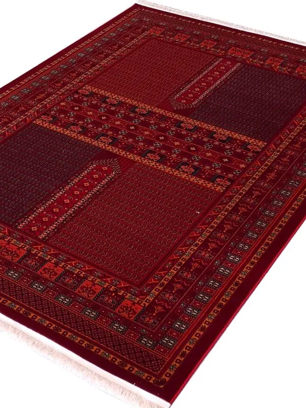 گبه بلوچ حاشیه دار طرح بیگت رنگ لاکی 700 شانه کد 702823 - فرشخونه