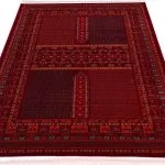 گبه بلوچ حاشیه دار طرح بیگت رنگ لاکی 700 شانه کد 702823 - فرشخونه