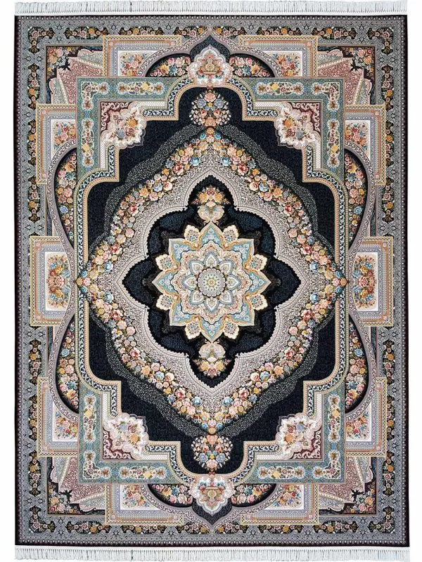 فرش طرح باغ معلق 1200 شانه - رنگ سرمه ای - 11F220118