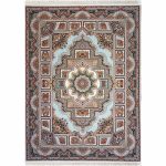 فرش ماشینی 1200 شانه طرح حوض نقره کرم کد 11F220250
