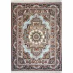 فرش ماشینی 1200 شانه طرح حوض نقره کرم کد 11F220250