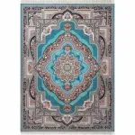 فرش طرح باغ معلق 1200 شانه - رنگ آبی