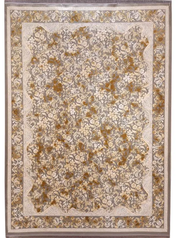 فرش افشان طلاکوب طرح سمن سا 1200 شانه گل برجسته کد 60928