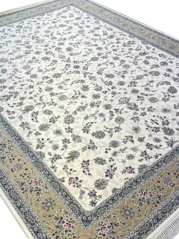 فرش افشان طرح ابرا 1200 شانه غیر برجسته کرم کد 1704