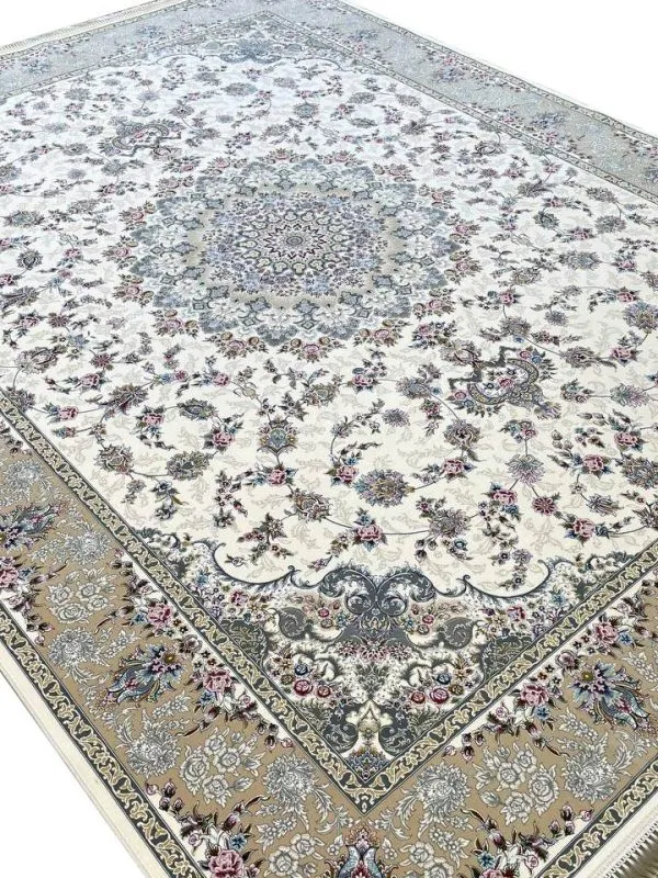فرش ماشینی طرح افسون 1200 شانه غیر برجسته کرم کد 1708