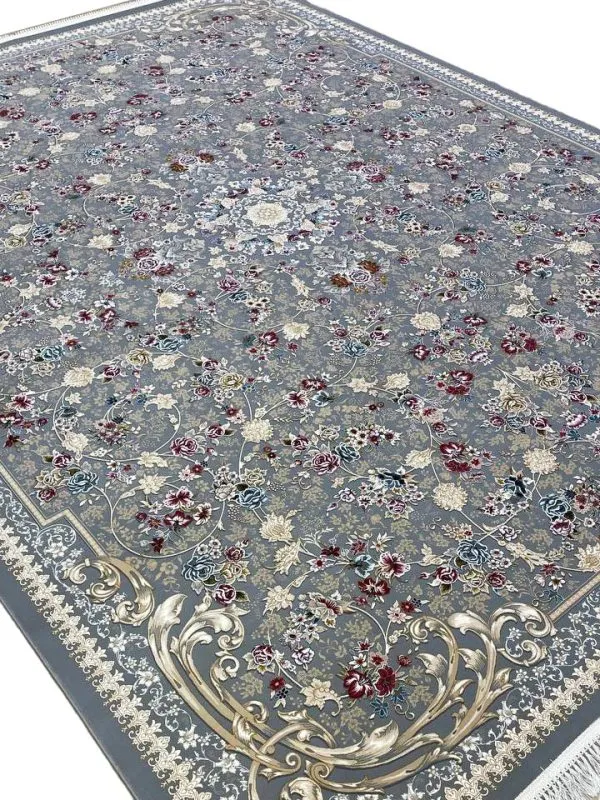 فرش طلاکوب طرح صدف 1200 شانه غیر برجسته کد 1711 رنگ فیلی
