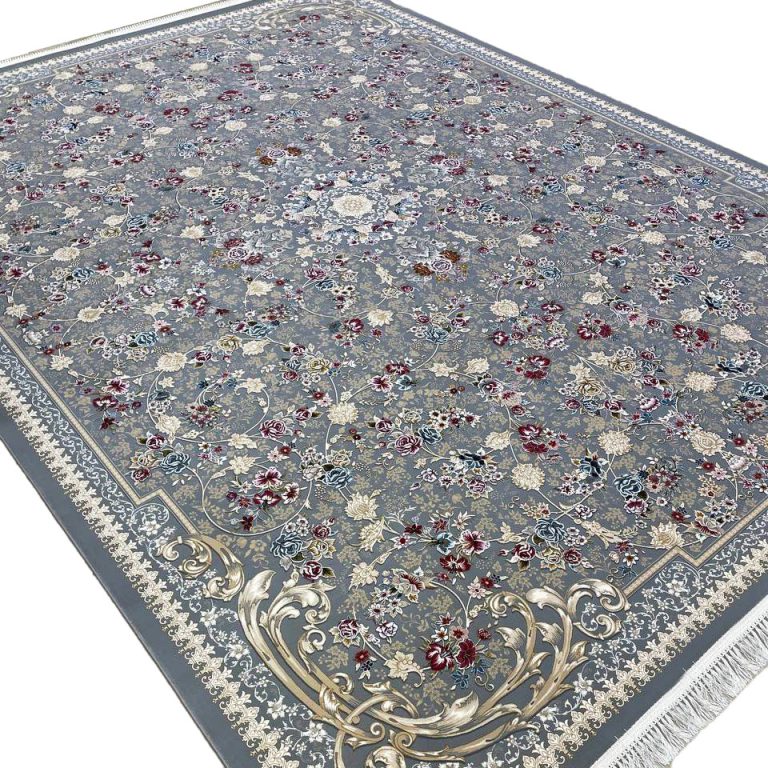 فرش طلاکوب طرح صدف 1200 شانه غیر برجسته کد 1711 رنگ فیلی