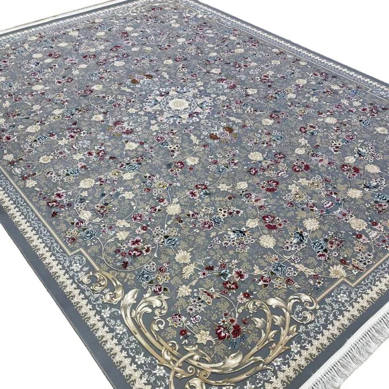 فرش طلاکوب طرح صدف 1200 شانه غیر برجسته کد 1711 رنگ فیلی