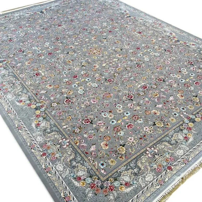 فرش گل سرخ 1200 شانه غیر برجسته رنگ فیلی کد 1718