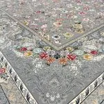فرش گل سرخ 1200 شانه غیر برجسته رنگ فیلی کد 1718