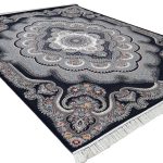 فرش ماشینی 1200شانه طرح باغ ملک سرمه ای کد 16F220253