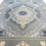 فرش طلاکوب طرح خاتون 1200 شانه گل برجسته رنگ نقره ای کد 1810 - فرشخونه