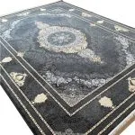 فرش طلاکوب طرح خاتون 1200 شانه گل برجسته رنگ دودی کد 1810 - فرشخونه