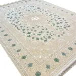 فرش طلاکوب طرح مینو 1200 شانه گل برجسته کد 1812 رنگ بژ
