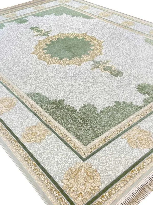 فرش طلاکوب طرح پالیز 1200 شانه گل برجسته رنگ فیلی کد 1814