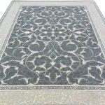 فرش افشان طلاکوب طرح سامیا 1200 شانه گل برجسته رنگ نقره ای کد 1825 - فرشخونه