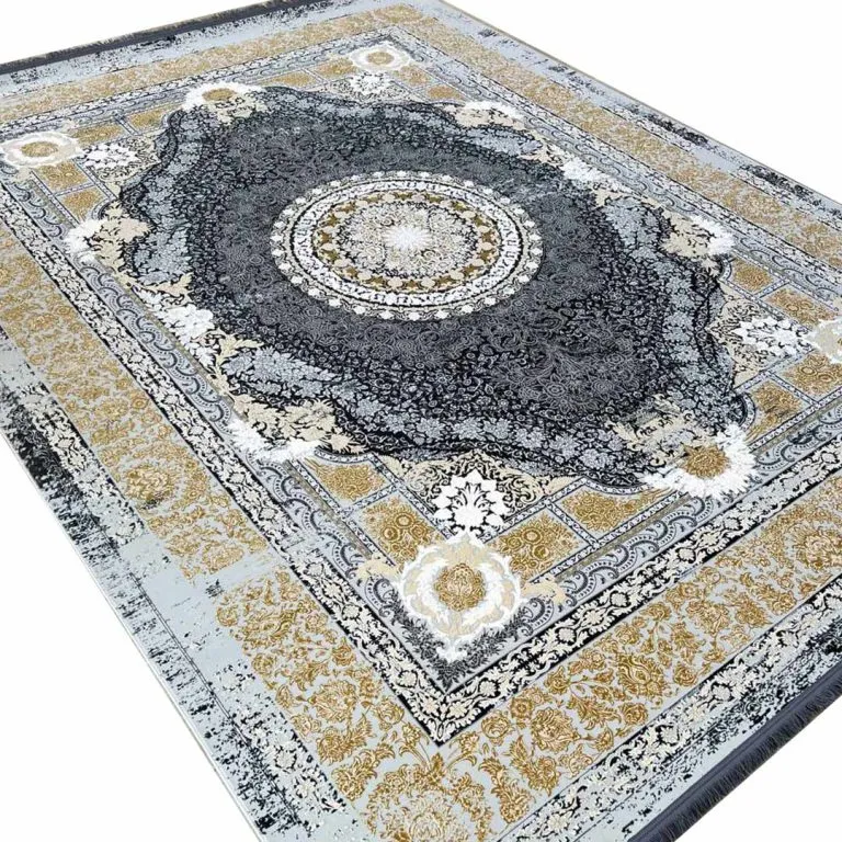 فرش طلاکوب طرح چشم 1200 شانه گل برجسته کد 8025