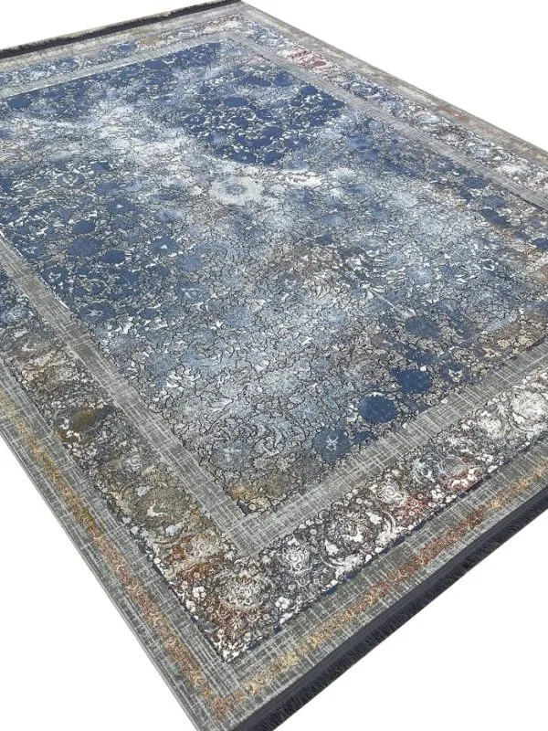 فرش وینتیج طلاکوب طرح کهن 1200 شانه گل برجسته کد 8050