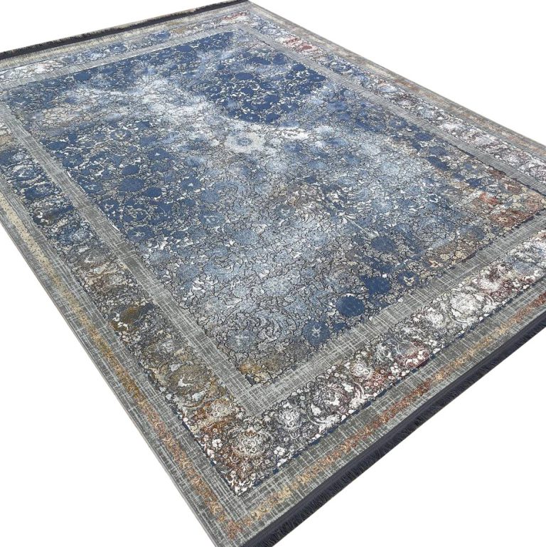 فرش وینتیج طلاکوب طرح کهن 1200 شانه گل برجسته کد 8050