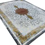 فرش طلاکوب طرح تنیده 1200 شانه گل برجسته کد 8055