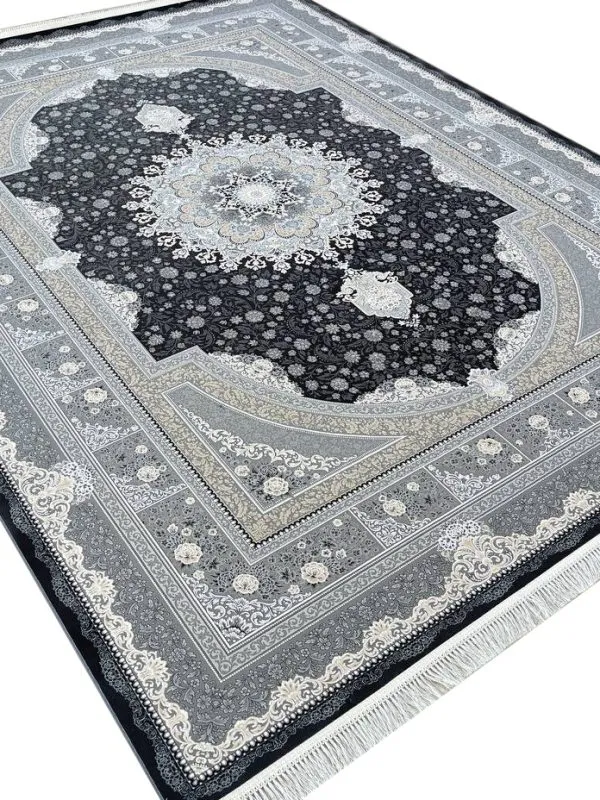 فرش ماشینی طرح سیاهتاب 1200 شانه کد 8065 - رنگ دودی