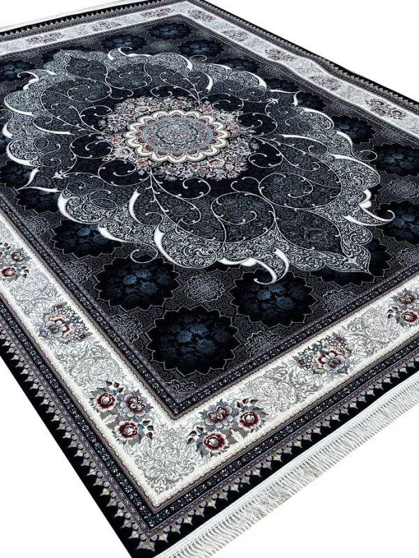 فرش طرح چکاوک سرمه ای 700 شانه تراکم 2550 کد 2715