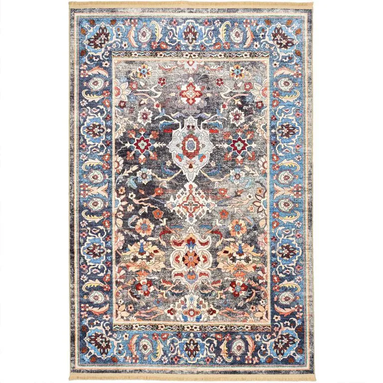 فرش گبه طرح هندی نیلکامل رنگ خاکستری کد 900406