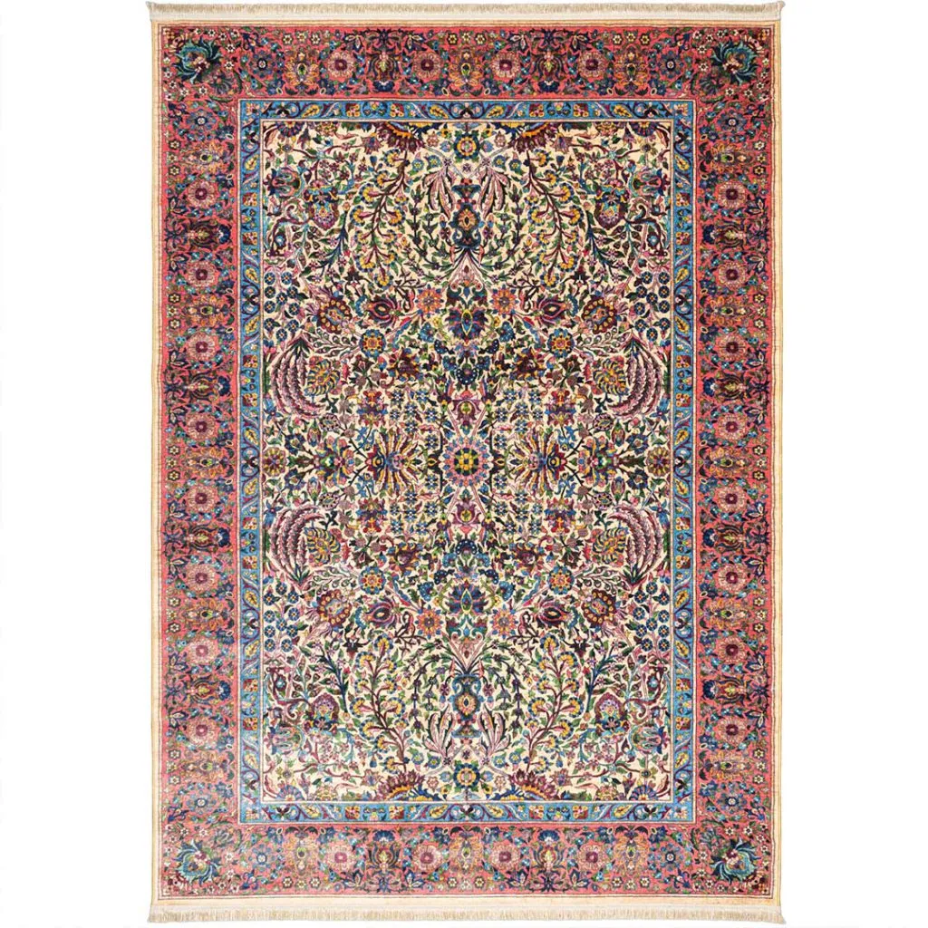 گبه فرش افشان طرح فلورا کرم کد 900408