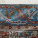 فرش کهنه نما کرم گل درشت ارزان قیمت